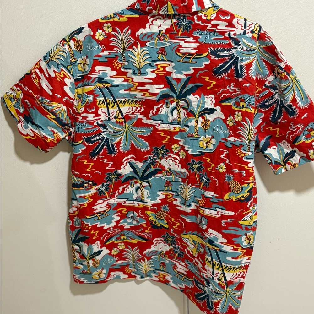 Lauren Ralph Lauren men’s red classic Hawaiian pattern short sleeve shirt NWOT - Picture 4 of 4